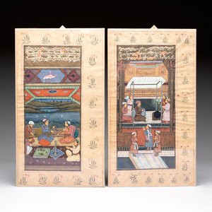 Mughal school: a pair of finely painted miniatures with Persian inscriptions, 18th C. — photo 1