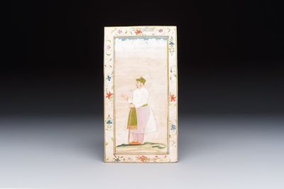 Mughal school: 'Rajah Birbal', opaque watercolour and gold on paper, late 19th C.
