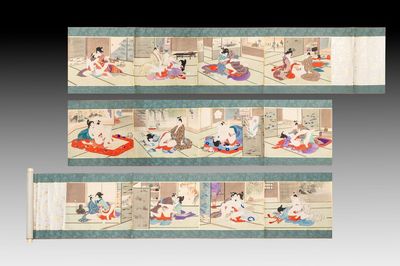 Murasaki Shuku 村崎宿久: 'Shunga - Mirror of the Four Seasons', Edo, 19th C.