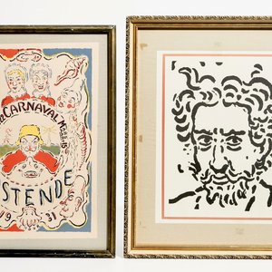 Naar Ensor, James (België, 1860-1949), Twee litho’s: “Bal du Rat Mort” en “Tête d’Ensor” — foto 1