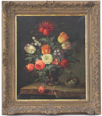 "Nature morte avec fleurs", Ecole néerlandaise, 19e