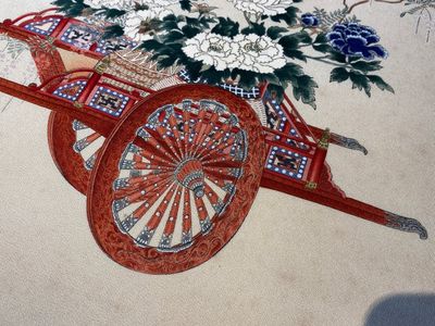 Navolger van Qu Zhaolin 屈兆麟 (1866-1937): 'Drie karren met bloemen',  inkt en kleur op papier, gedateerd 1945 — foto 4