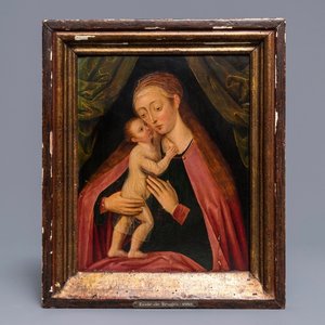 Navolger van Rogier Van der Weyden, Vlaamse School: Madonna met kind, olie op paneel, 16e eeuw — foto 1