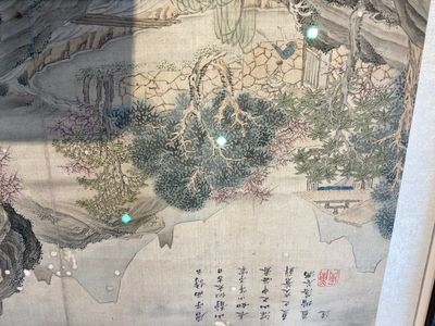 Navolger van Tang Yin 唐寅 (1470-1524): Vijf landschappen en een album met twee landschappen, inkt en kleur op zijde, 20e eeuw — foto 15