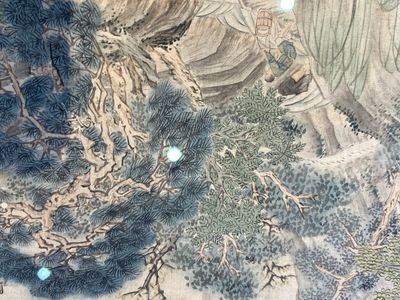 Navolger van Tang Yin 唐寅 (1470-1524): Vijf landschappen en een album met twee landschappen, inkt en kleur op zijde, 20e eeuw — foto 22