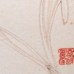 Navolger van Zhang Daqian 張大千 (1898-1983): 'Chinese schone' en 'Orchidee', inkt en kleur op papier — foto 7