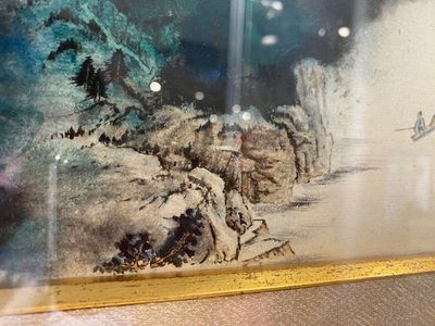 Navolger van Zhang Daqian 張大千 (1898-1983): 'Landschap', inkt en kleur op papier — foto 9
