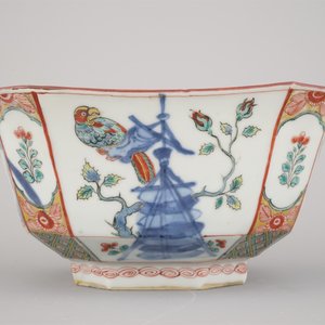 Nederlands beschilderde octagonale kom in Chinees porselein, Kakiemon stijl, Qianlong, 18e eeuw — foto 2