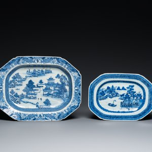 Negen Chinese blauw-witte schotels, Qianlong — foto 4