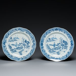 Negen Chinese blauw-witte schotels, Qianlong — foto 6