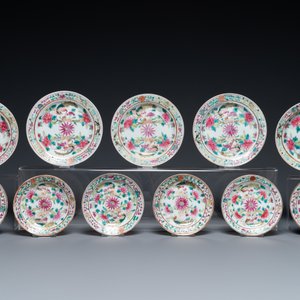 Negen Chinese famille rose koppen en zeventien schotels voor de Straits of Peranakan markt, 19e eeuw — foto 2