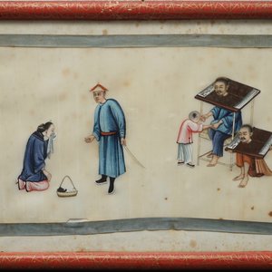 Negen Chinese schilderingen op rijstpapier, Canton, 19e eeuw — foto 3