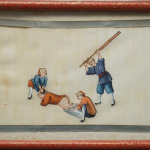 Negen Chinese schilderingen op rijstpapier, Canton, 19e eeuw — foto 9