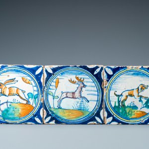 Negen polychrome majolica medaillontegels, Antwerpen of Middelburg, 2e helft 16e eeuw — foto 6