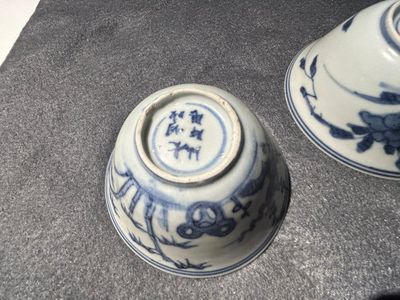 Negen stukken Chinees blauw-wit scheepswrakporselein, Wanli en later — foto 13