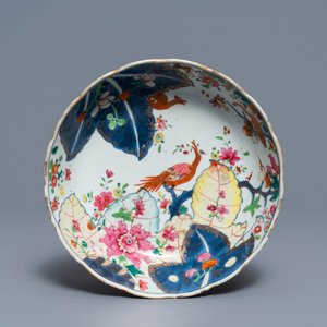 Negen stukken Chinees famille rose porselein met 'Tabaksbladeren' decor, Qianlong — foto 6