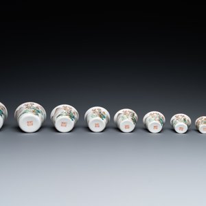 Neuf bols en porcelaine de Chine à décor de paysages, marque de Daoguang, 20ème — photo 9
