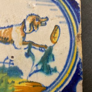 Neuf carreaux aux médaillons en majolique polychrome, Anvers ou Middelbourg, 2ème moitié du 16ème — photo 8