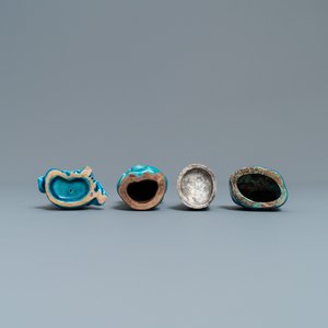 Neuf figures et compte-gouttes en porcelaine de Chine turquoise monochrome, Kangxi et après — photo 13
