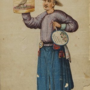 Neuf peintures sur papier de riz, Chine, Canton, 19ème — photo 14