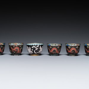 Neuf pièces en émaux cloisonnés, Chine, 19/20ème — photo 3