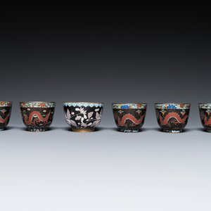 Neuf pièces en émaux cloisonnés, Chine, 19/20ème — photo 5