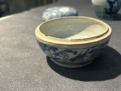 Neuf pièces en porcelaine de Chine en bleu et blanc provenant d'épaves, Wanli et postérieur — photo 2