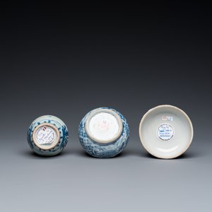 Neuf pièces en porcelaine de Chine en bleu et blanc provenant d'épaves, Wanli et postérieur — photo 9