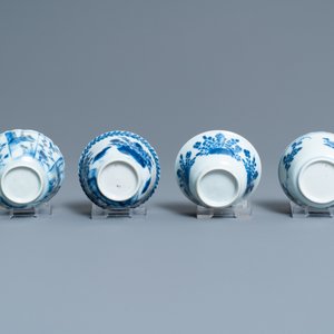 Neuf soucoupes et six tasses en porcelaine de Chine en bleu et blanc et famille rose, Kangxi/Qianlong — photo 9