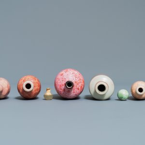 Neuf tabatières en porcelaine de Chine monochrome et flambé, 19/20ème — photo 8