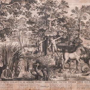 Nicolaes de Bruyn (1571-1656, d'après): 'Adam et Eve trompés par le serpent', gravure sur papier, ca. 1652 — photo 1