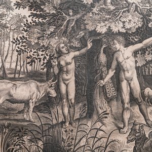 Nicolaes de Bruyn (1571-1656, naar): 'Adam en Eva laten zich verleiden door de slang', gravure op papier, ca. 1652 — foto 3