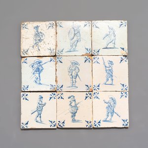 Nine blue and white Dutch Delft 'soldier' tiles, 17th C. — photo 1
