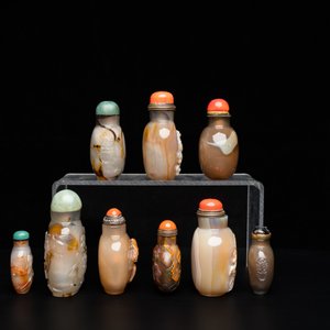 Nine Chinese agate snuff bottles, 19/20th C. — 照片 3