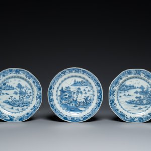 Nine Chinese blue and white dishes, Qianlong — photo 8
