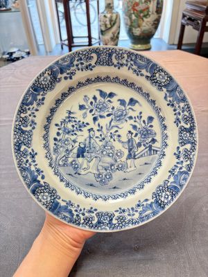 Nine Chinese blue and white plates with figural design, 18th C. — 照片 13