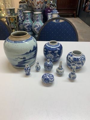 Nine Chinese blue and white wares, Kangxi and later — photo 1