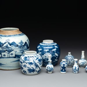 Nine Chinese blue and white wares, Kangxi and later — photo 1