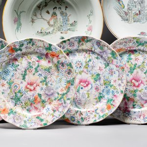 Nine Chinese famille rose and qianjiang cai wares, 19/20th C. — 照片 5