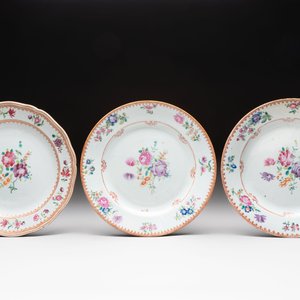 Nine Chinese famille rose Lowestoft-style plates, Qianlong — photo 6