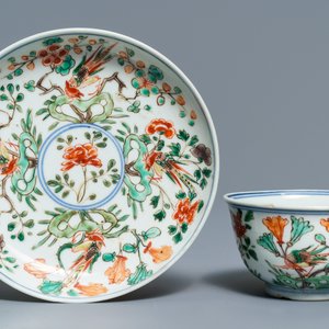 Nine Chinese famille verte cups and saucers, Kangxi — 照片 2