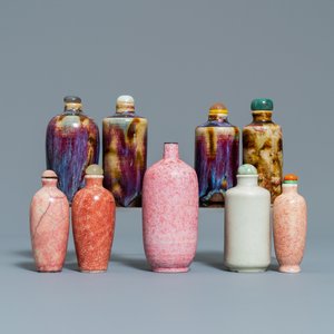 Nine Chinese monochrome and flambé-glazed snuff bottles, 19/20th C. — photo 1