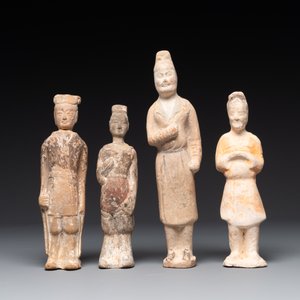 Nine Chinese terracotta and wooden figures, Northern Qi and later — 照片 2