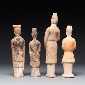 Nine Chinese terracotta and wooden figures, Northern Qi and later — 照片 3