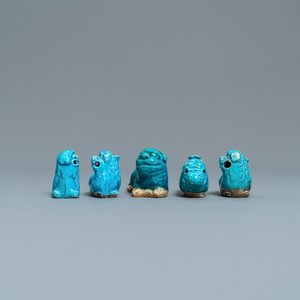 Nine Chinese turquoise-glazed figures and water droppers, Kangxi and later — photo 3