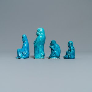 Nine Chinese turquoise-glazed figures and water droppers, Kangxi and later — photo 9