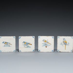 Nine polychrome Dutch Delft 'bird' tiles, 17th C. — 照片 3