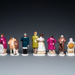 Nine Russian porcelain figures from Gogol's 'Dead souls' and 'The Government Inspector', Lomonosov, 20th C. — photo 4