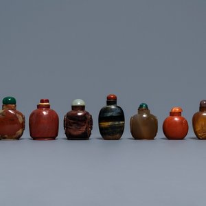 Nine various Chinese hardstone snuff bottles, 19/20th C. — 照片 1
