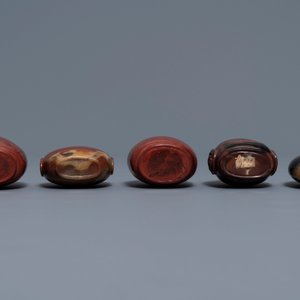 Nine various Chinese hardstone snuff bottles, 19/20th C. — 照片 5